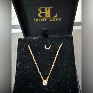 14K Rose Gold Diamond Solitaire Necklace